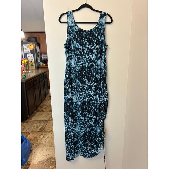 Soma Crepe Drawcord Sleeveless Maxi Dress Blue and Black Size Large - Picture 2 of 9